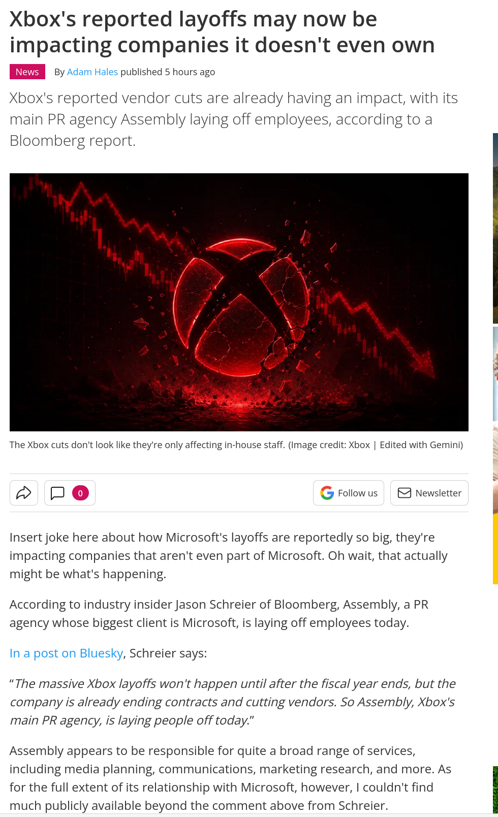 Insert joke here about how Microsoft's layoffs are reportedly so big, they're impacting companies that aren't even part of Microsoft. Oh wait, that actually might be what's happening.
