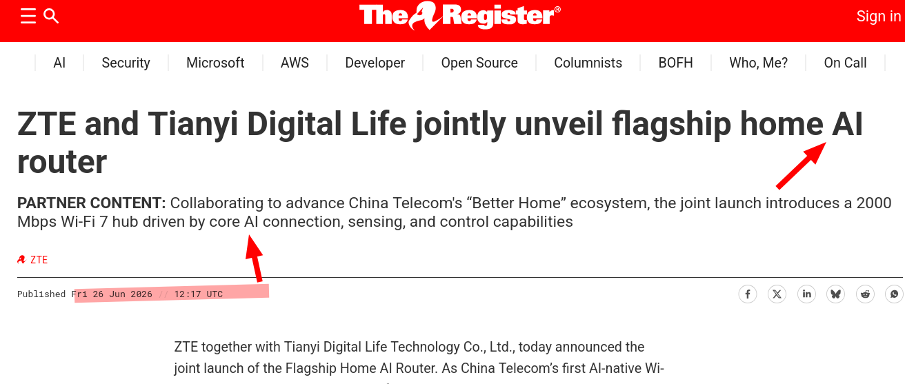 ZTE and Tianyi Digital Life jointly unveil flagship home AI router