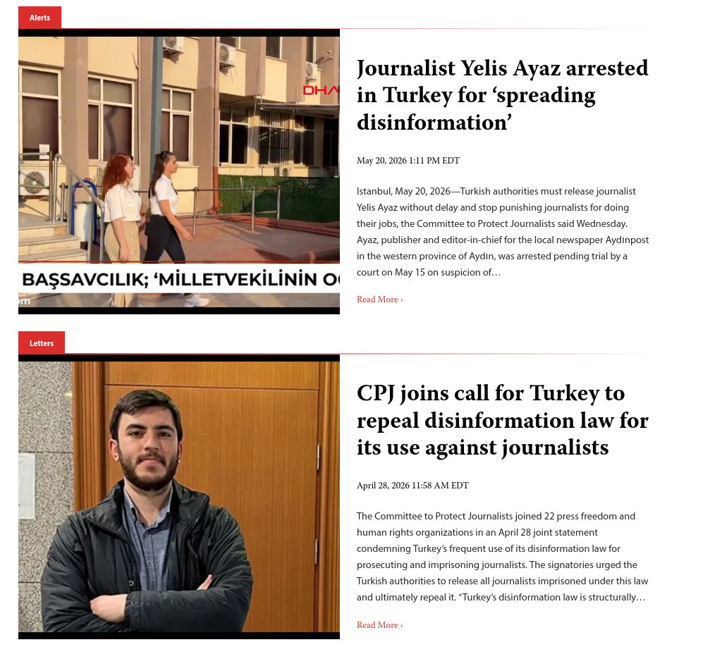 CPJ joins call for Turkey to repeal disinformation law for its use against journalists