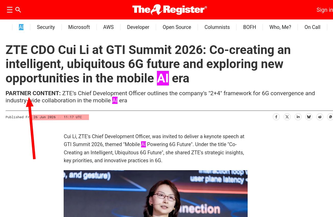 ZTE CDO Cui Li at GTI Summit 2026: Co-creating an intelligent, ubiquitous 6G future and exploring new opportunities in the mobile AI era