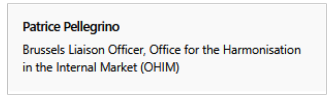 Pellegrino held a position as the Brussels Liaison Officer for the EU's trademark agency, known as OHIM