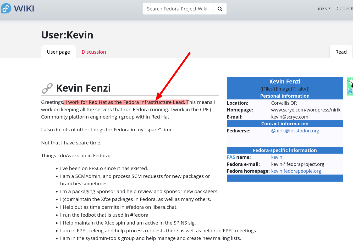Greetings. I work for Red Hat as the Fedora Infrastructure Lead. This means I work on keeping all the servers that run Fedora running. I work in the CPE ( Community platform engineering ) group within Red Hat.