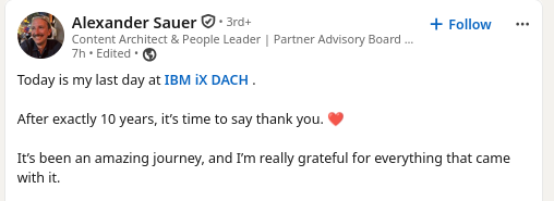 Today is my last day at IBM iX DACH