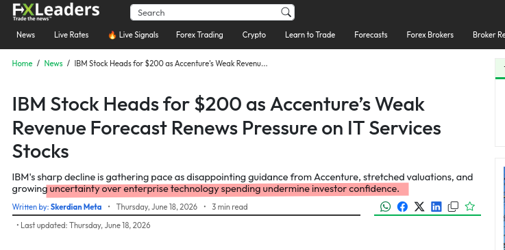 IBM Stock Heads for $200 as Accenture’s Weak Revenue Forecast Renews Pressure on IT Services Stocks