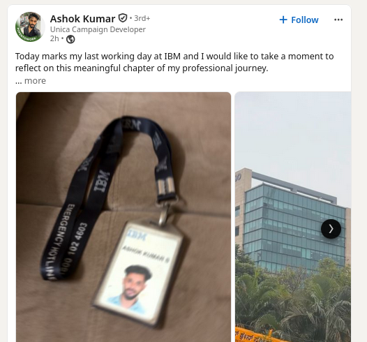 Today marks my last working day at IBM and I would like to take a moment to reflect on this meaningful chapter of my professional journey.