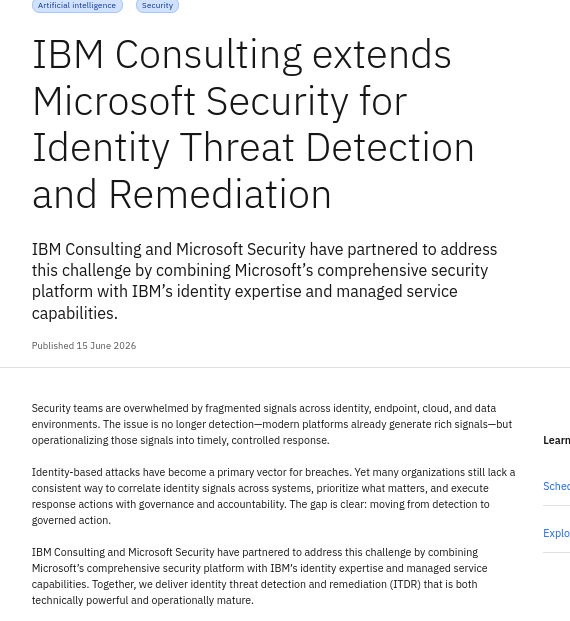 IBM Consulting extends Microsoft Security for Identity Threat Detection and Remediation
