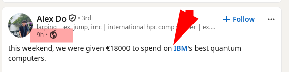 this weekend, we were given €18000 to spend on IBM's best quantum computers.