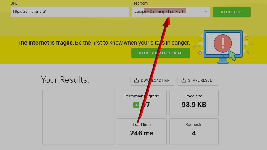 Pingdom Website Speed Test