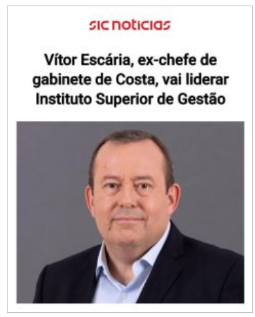 Costa's former chief of staff, Vítor Escária