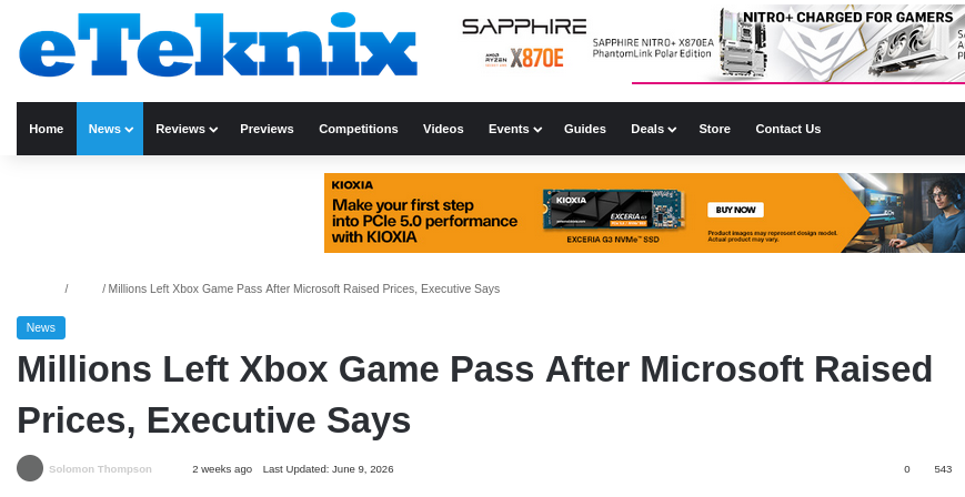  Millions Left Xbox Game Pass After Microsoft Raised Prices, Executive Says 