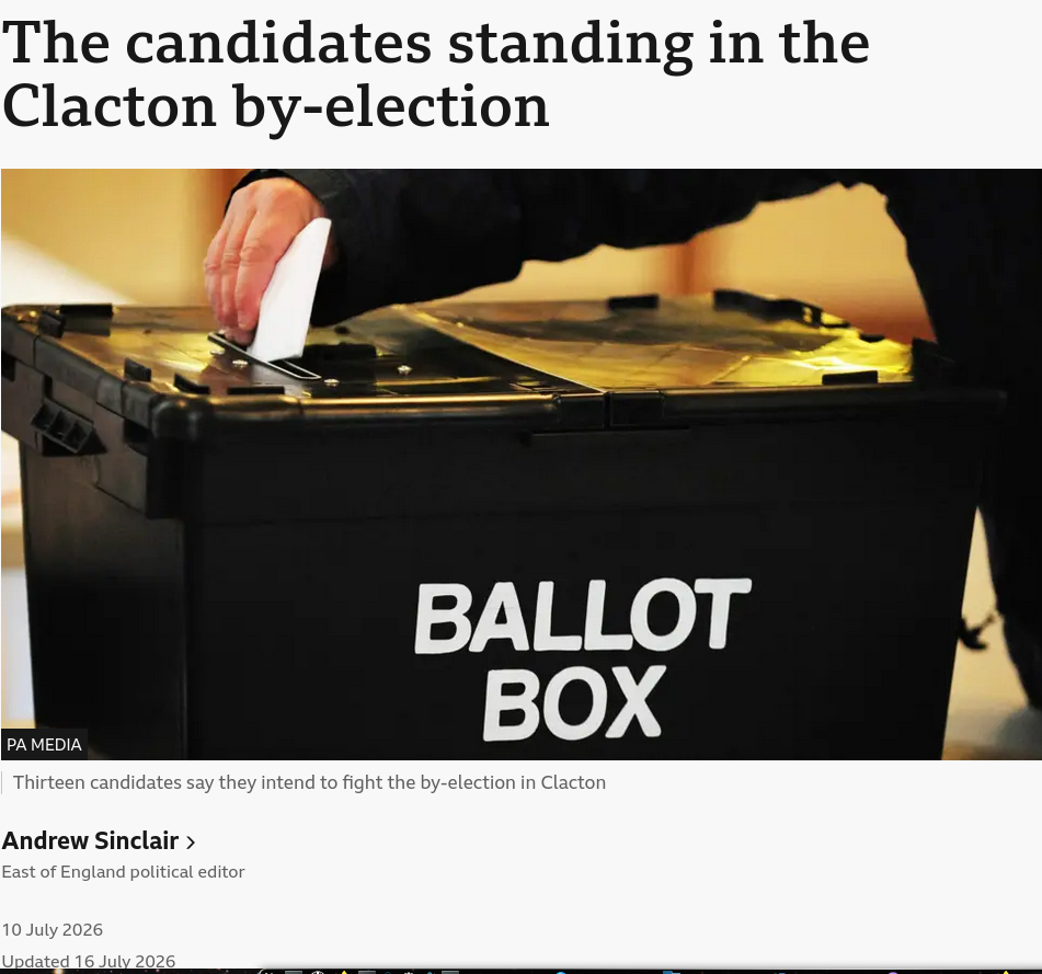 The candidates standing in the Clacton by-election