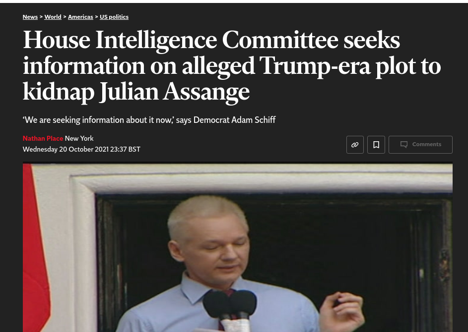 House Intelligence Committee seeks information on alleged Trump-era plot to kidnap Julian Assange