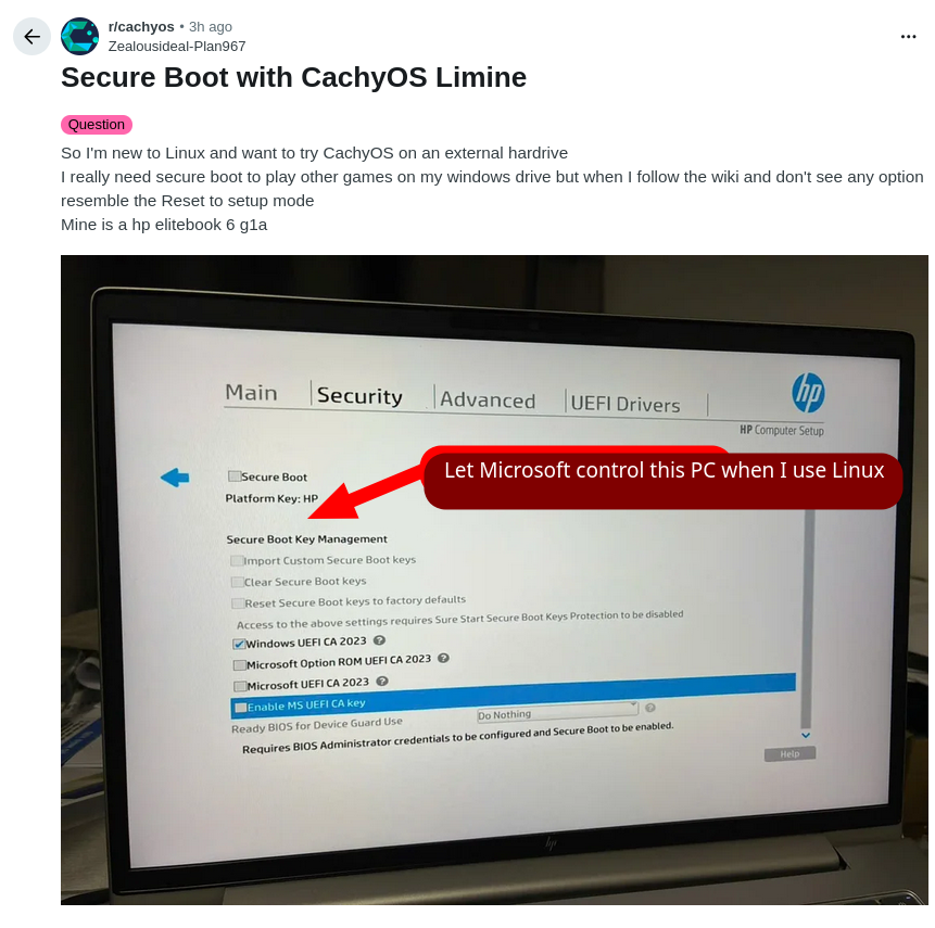 Secure Boot with CachyOS Limine: Let Microsoft control this PC when I use Linux