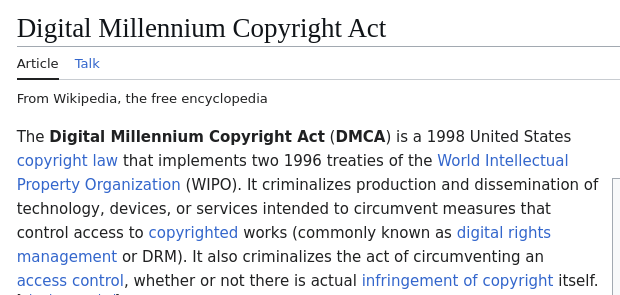 Digital Millennium Copyright Act