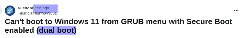 Can't boot to Windows 11 from GRUB menu with Secure Boot enabled (dual boot)