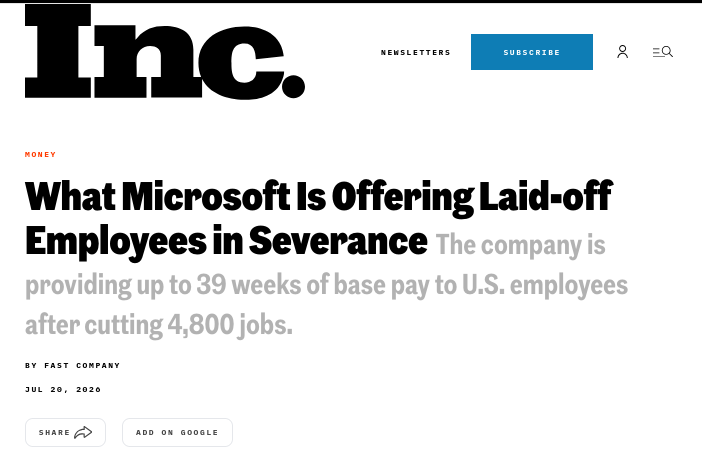 What Microsoft Is Offering Laid-off Employees in Severance