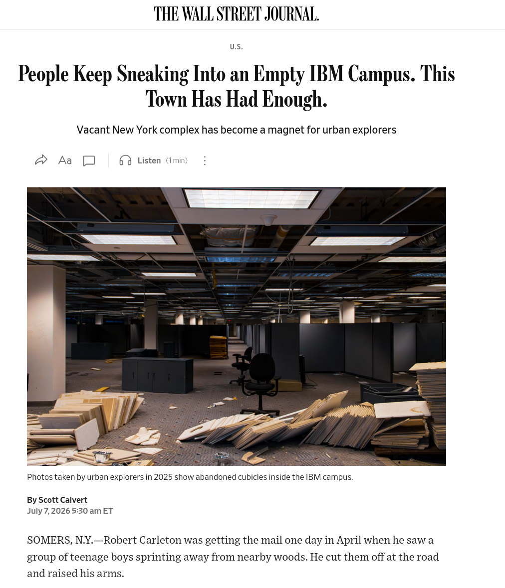 People Keep Sneaking Into an Empty IBM Campus. This Town Has Had Enough.