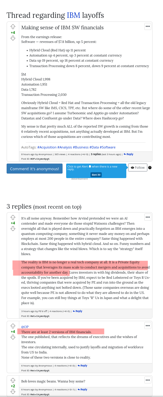 Making sense of IBM SW financials