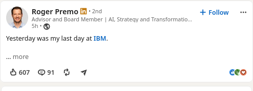 Yesterday was my last day at IBM.