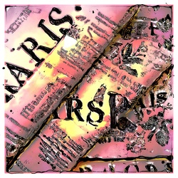 Folded newspapers with PARIS headlining wallpaper