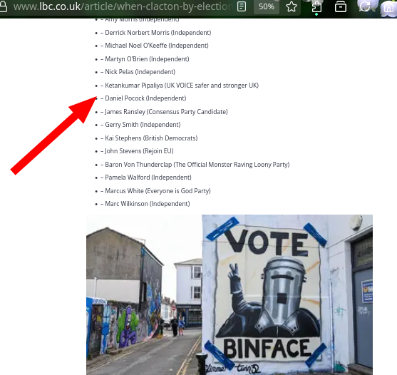 When is the Clacton by-election and who are the candidates?