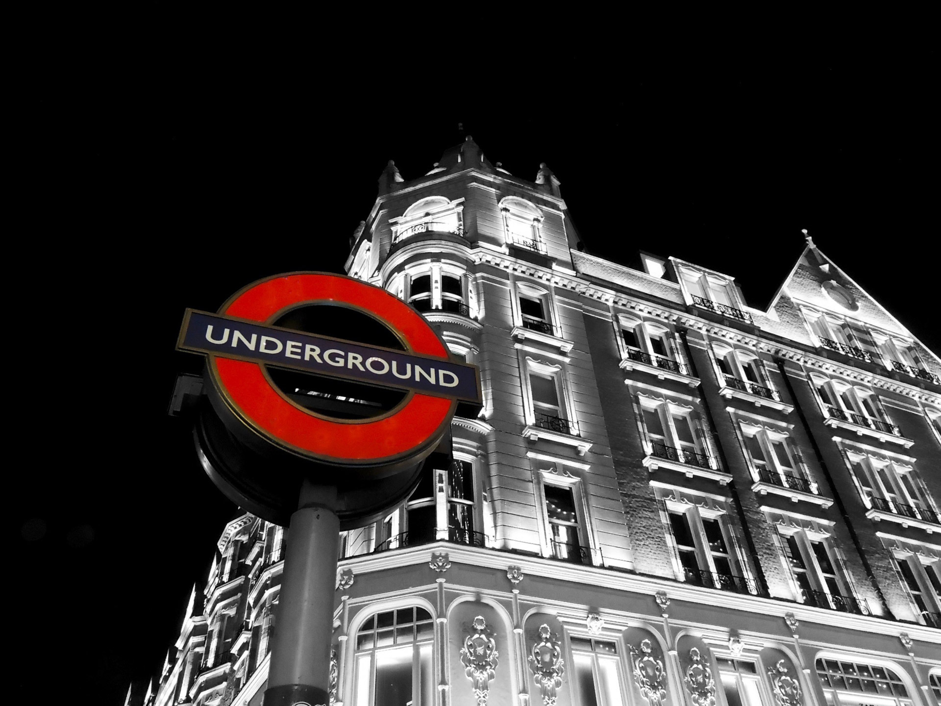In Kensington in London, famous red symbol of the London Tube.