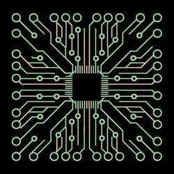 Top view of a white printed circuit trace layer. Motherboard is not visible.