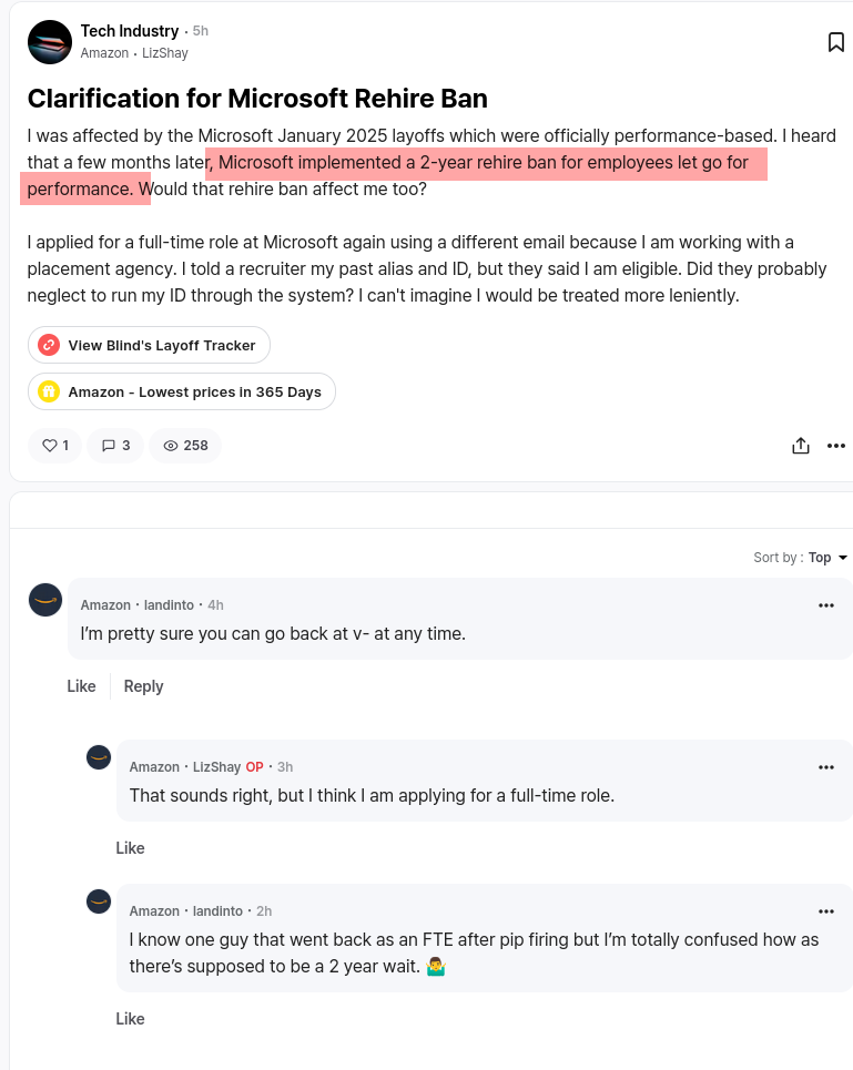 I was affected by the Microsoft January 2025 layoffs which were officially performance-based. I heard that a few months later, Microsoft implemented a 2-year rehire ban for employees let go for performance. Would that rehire ban affect me too?