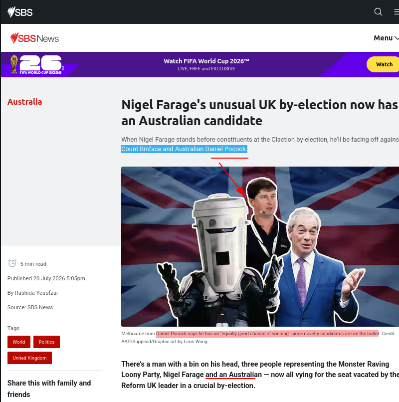 Nigel Farage's unusual UK by-election now has an Australian candidate