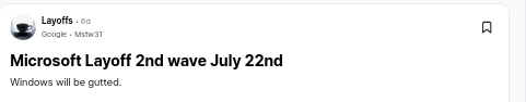 Microsoft Layoff 2nd wave July 22nd