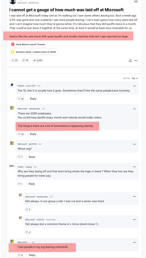 I cannot get a gauge of how much was laid off at Microsoft