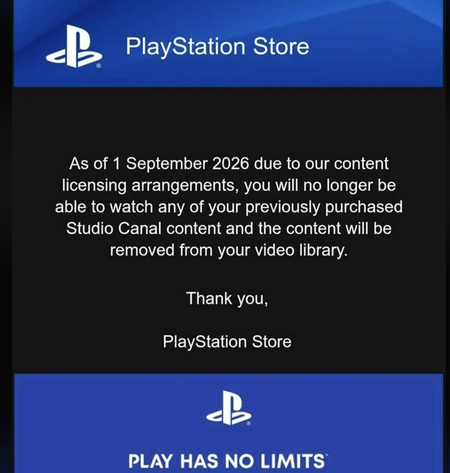 Purchased movies will no longer be accessible, thanks sony!