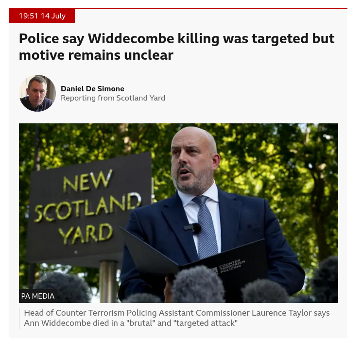 Police say Widdecombe killing was targeted but motive remains unclear
