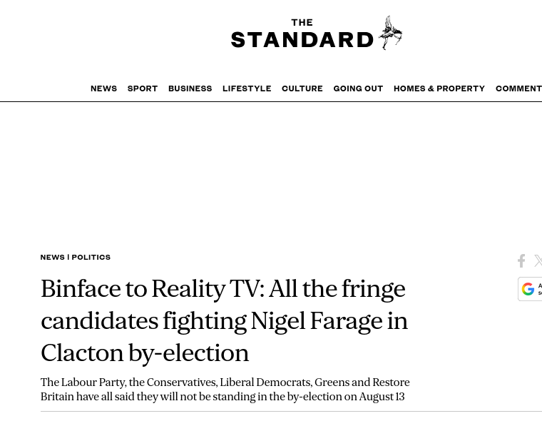 Binface to Reality TV: All the fringe candidates fighting Nigel Farage in Clacton by-election