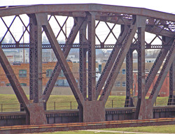 A train trestle over the Great Miami River in Dayton, Ohio