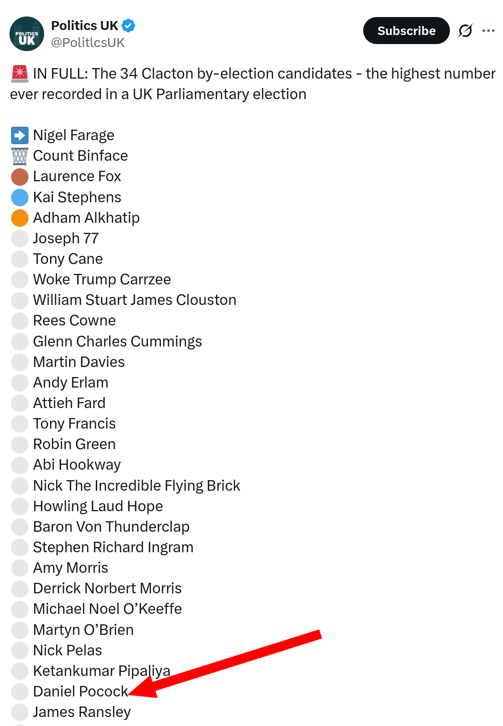 IN FULL: The 34 Clacton by-election candidates - the highest number ever recorded in a UK Parliamentary election