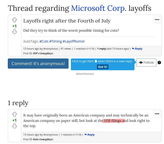 Layoffs right after the Fourth of July