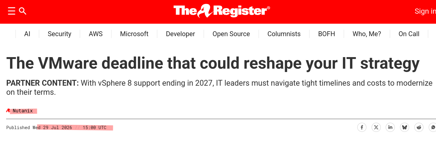 PARTNER CONTENT: With vSphere 8 support ending in 2027, IT leaders must navigate tight timelines and costs to modernize on their terms.