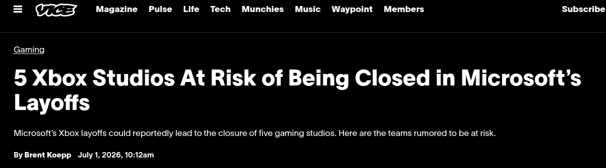5 Xbox Studios At Risk of Being Closed in Microsoft’s Layoffs