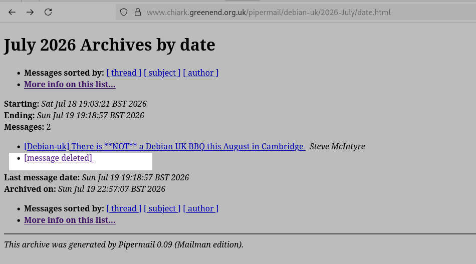 Debian-UK, Steve McIntyre, Censorship
