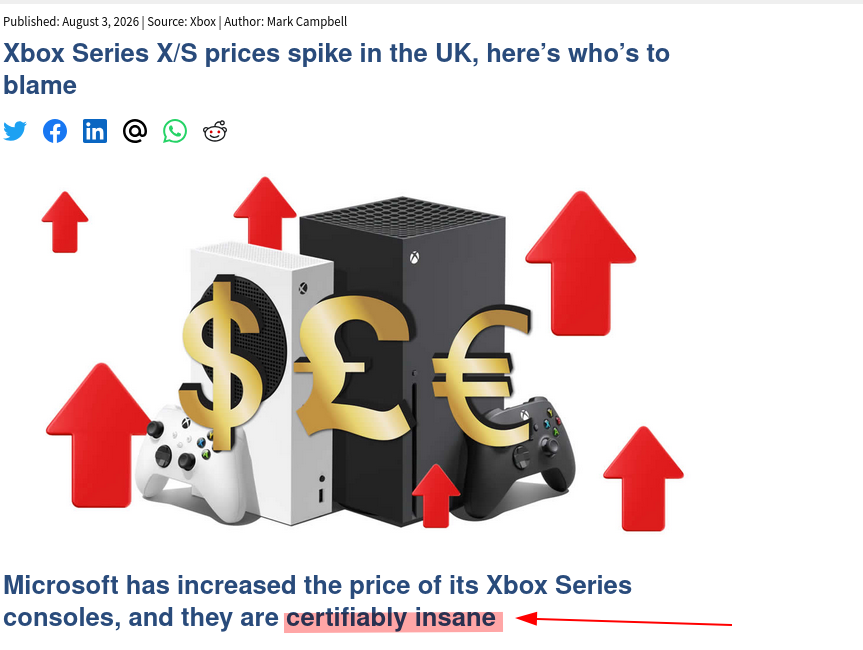 Microsoft has increased the price of its Xbox Series consoles, and they are certifiably insane