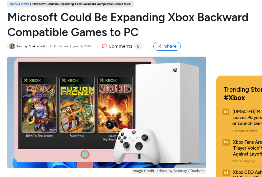  Microsoft Could Be Expanding Xbox Backward Compatible Games to PC