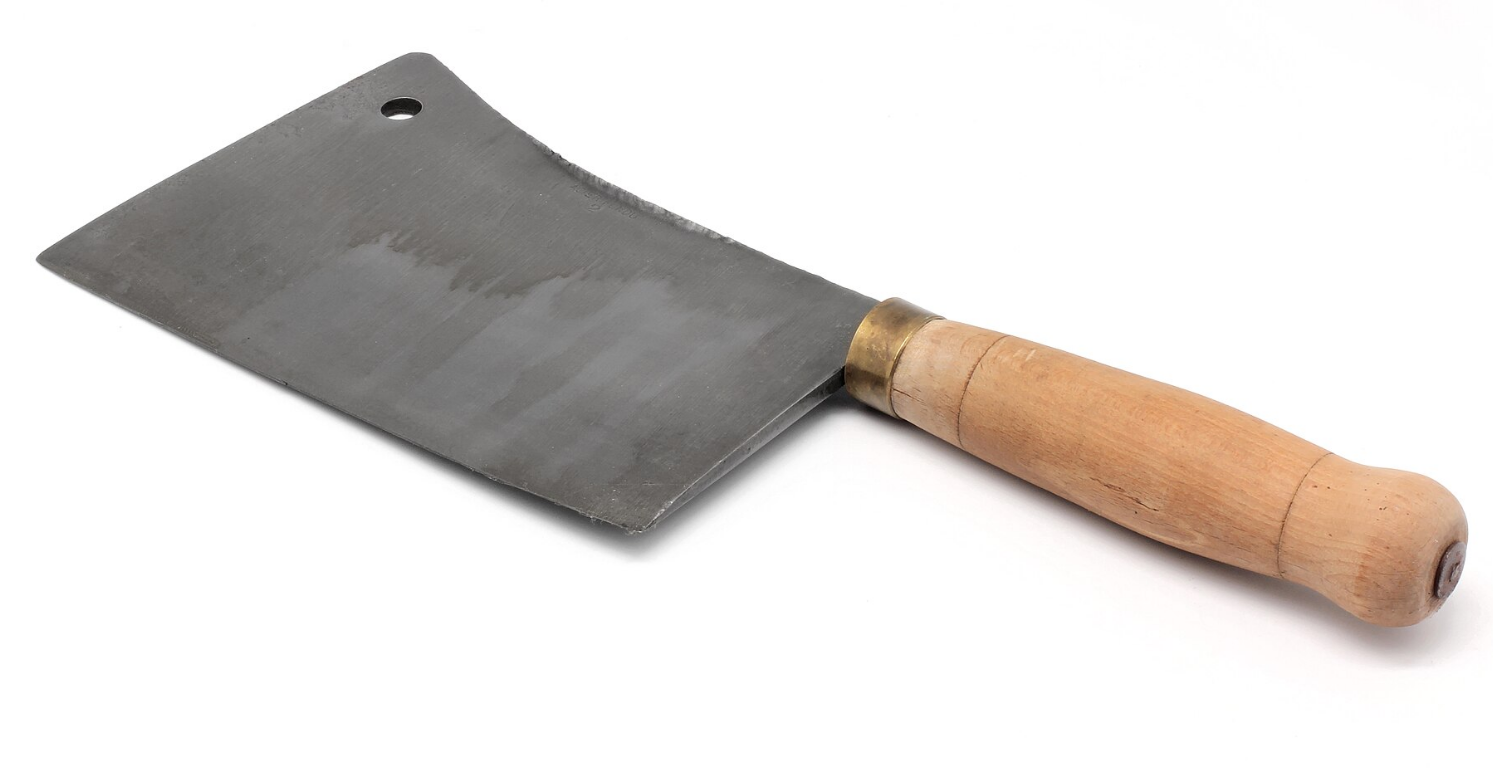 A modern wood-handled cleaver