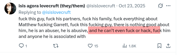 he can’t even fuck or hack, fuck him and anyone he is associated with