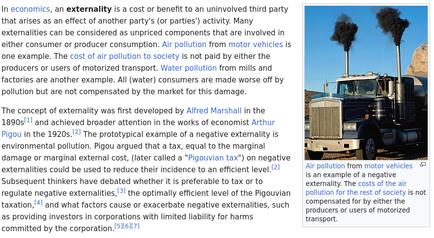 The concept of externality was first developed by Alfred Marshall in the 1890s