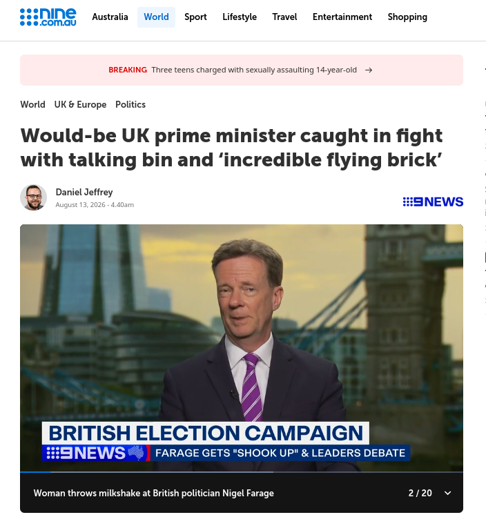 Would-be UK prime minister caught in fight with talking bin and ‘incredible flying brick’
