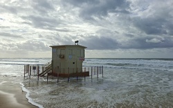Flooded Lifeguard Station In Storm