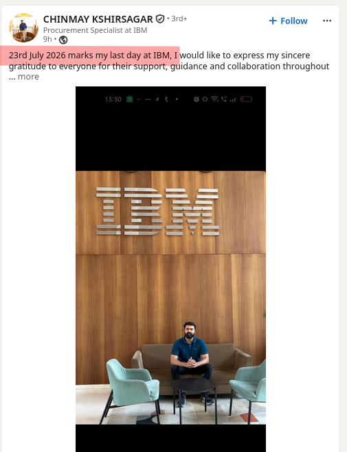 23rd July 2026 marks my last day at IBM