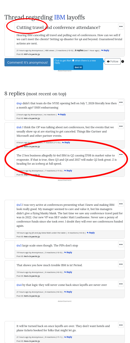 Hearing IBM canceling all travel and pulling out of conferences. How can we sell if we can’t meet the clients? Setting up disaster for q4 and beyond. Guaranteed brutal actions are next.
