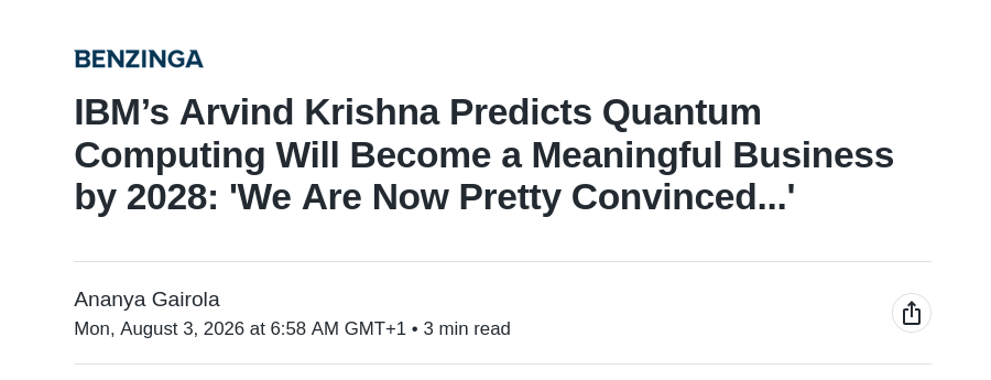 IBM’s Arvind Krishna Predicts Quantum Computing Will Become a Meaningful Business by 2028: 'We Are Now Pretty Convinced...'